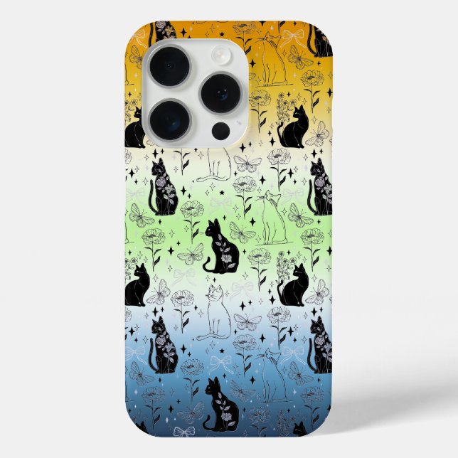 AroAce Agender Pride Black Cat - Mystical Witchy Case-Mate iPhone Case (Back)