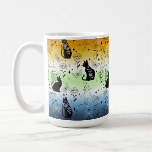 AroAce Agender Pride Black Cat - Mystical Witchy Coffee Mug