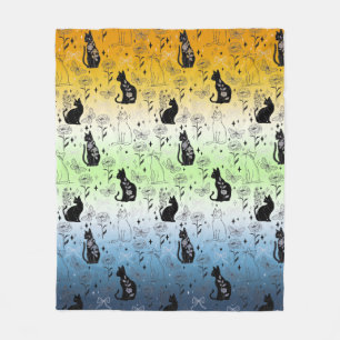 AroAce Agender Pride Black Cat - Mystical Witchy Fleece Blanket