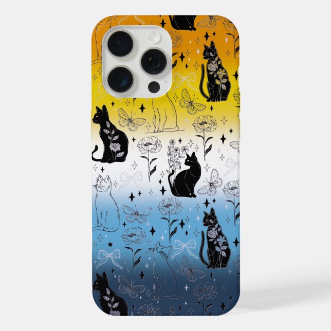 AroAce Agender Pride Black Cat - Mystical Witchy iPhone Case (Back)