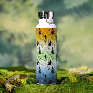 AroAce Agender Pride Black Cat - Mystical Witchy Water Bottle
