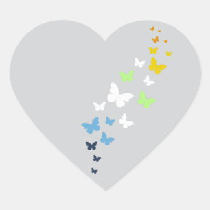 AroAce Agender Pride Butterfly Trail Heart Sticker