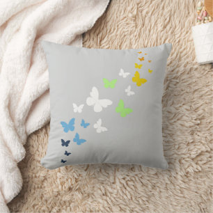 AroAce Agender Pride Butterfly Trail Throw Pillow