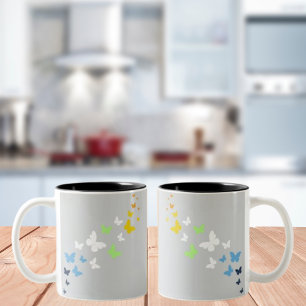 AroAce Agender Pride Butterfly Trail Two-Tone Coffee Mug