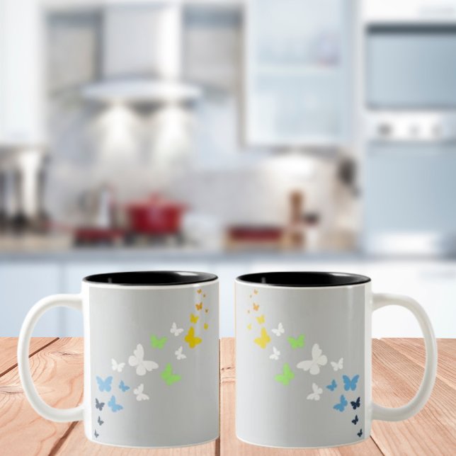 AroAce Agender Pride Butterfly Trail  Two-Tone Coffee Mug (Creator Uploaded)