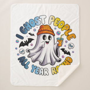 AroAce Funny Halloween – I Ghost People Sherpa Blanket