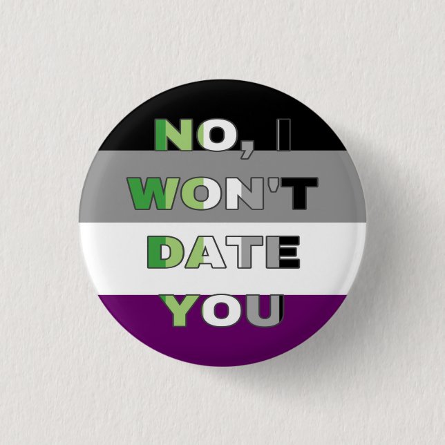 Aroace “No, I won’t date you” 1 Inch Round Button (Front)