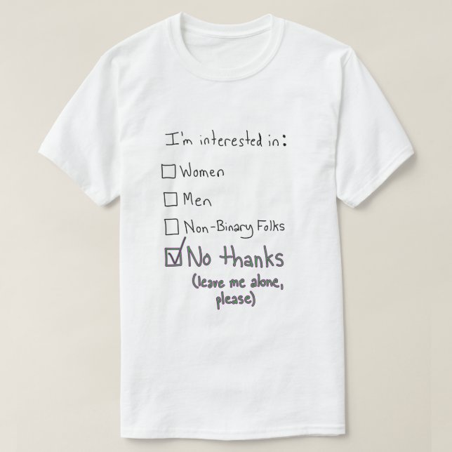 Aroace "No thanks" Checkmark T-Shirt (Design Front)