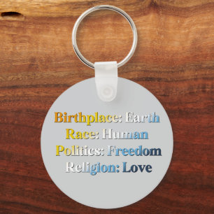 AroAce Pride - Birthplace: Earth. Race: Human Keychain