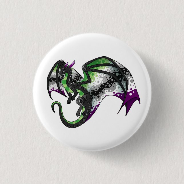 AroAce Pride Dragon 1 Inch Round Button (Front)
