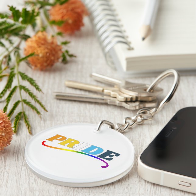 AroAce Pride - Rainbow Swoosh Keychain (Front Right)