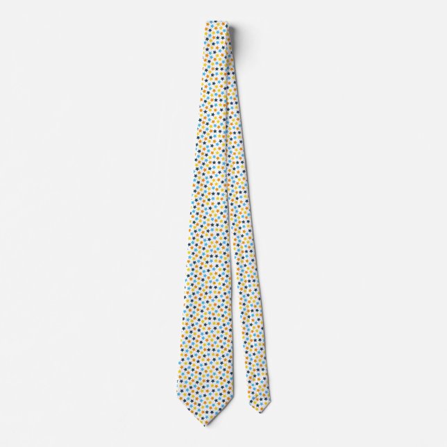 AroAce Pride Stars Orange Yellow Blue Tie (Front)