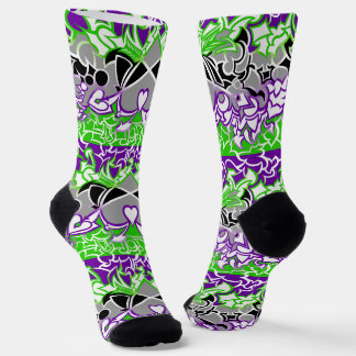 Aroace Radioactive Pride Flag Squiggles Socks