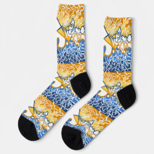 Aroace Sun and Sea Pride Flag Squiggles Socks