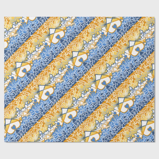 Aroace Sun and Sea Pride Flag Squiggles Wrapping Paper (Flat)
