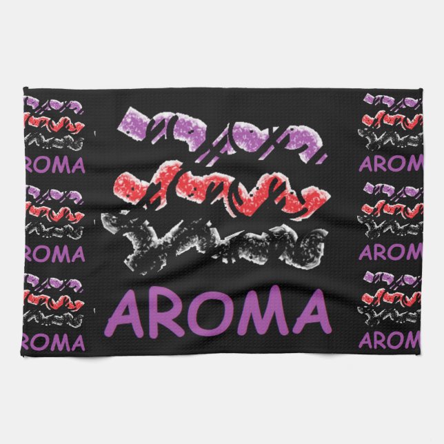 Aroma black with red and purple kitchen towel (Horizontal)