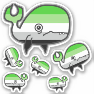Aromantic Anxious but Proud Whale Sticker Sheet