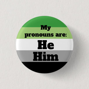 Aromantic/Aro He/Him Pronouns 1 Inch Round Button