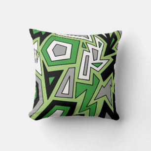 Aromantic Aro Pride Modern Geometric Green Throw Pillow