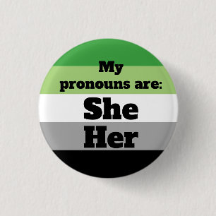 Aromantic/Aro She/Her Pronouns 1 Inch Round Button