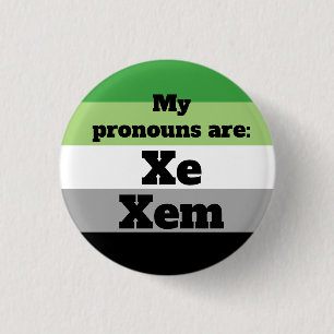 Aromantic/Aro Xe/Xem Pronouns 1 Inch Round Button