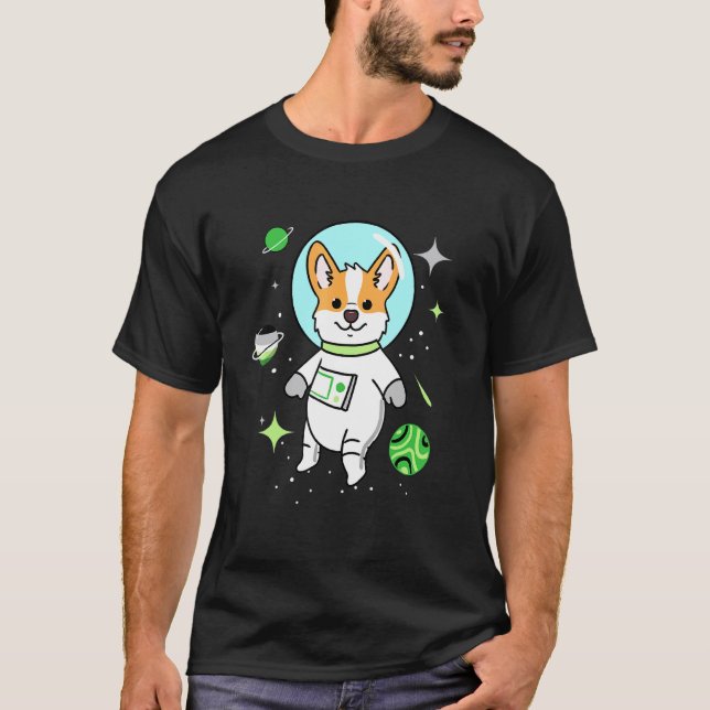 Aromantic Corgi In Space Aromantic Pride T-Shirt (Front)