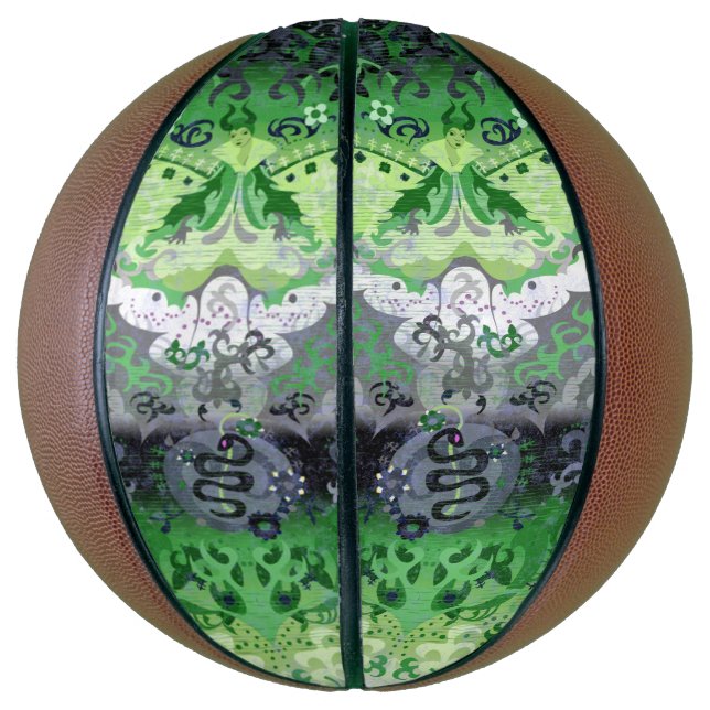 Aromantic Dragon Damask - Aro Pride Flag Colours Basketball (Vertical)