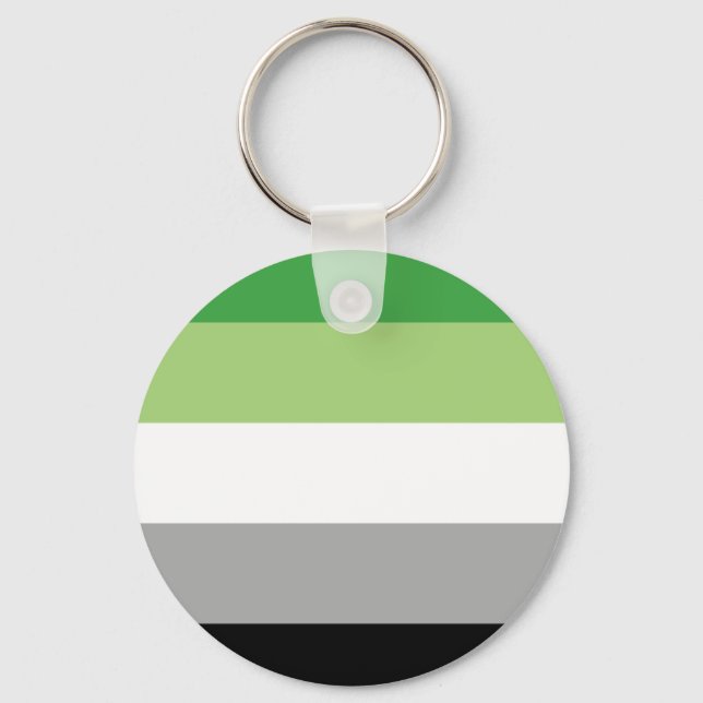 Aromantic Flag Button Keychain (Front)