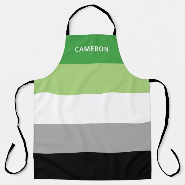 Aromantic Flag Monogrammed Apron (Front)
