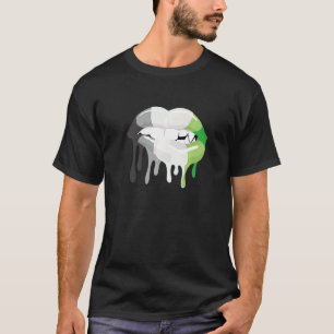 Aromantic Flag Mouth Pride Lgbtq Lips T-Shirt