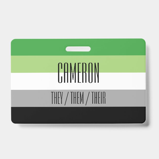 Aromantic Flag Name / Pronoun Badge (Front)