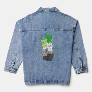 Aromantic Flag Non Binary Pride Lgbq Cats Aromanti Denim Jacket