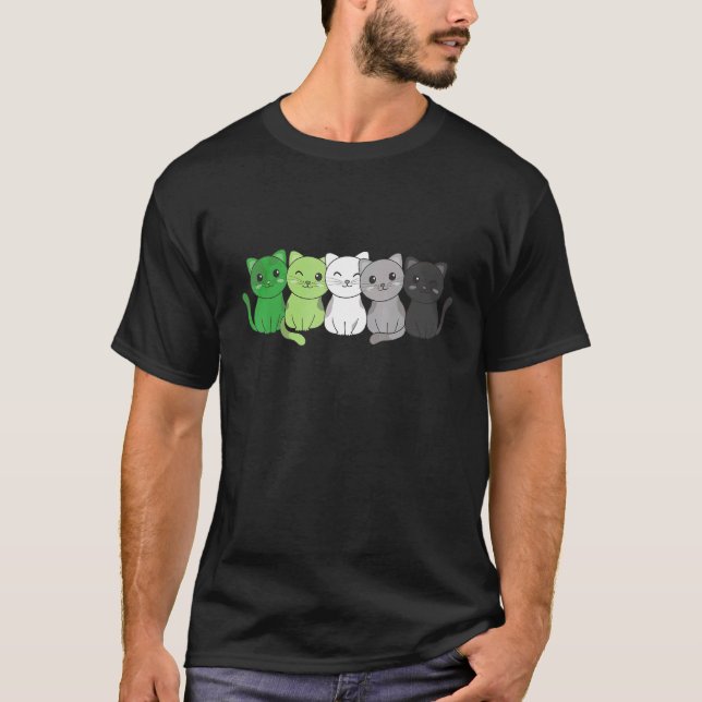 Aromantic Flag Non Binary Pride Lgbtq Cats Aromant T-Shirt (Front)
