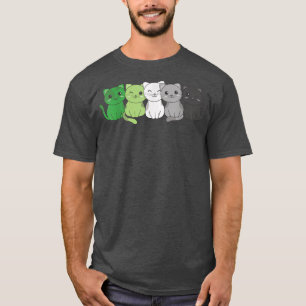 Aromantic Flag Non Binary Pride LGBTQ Cats Aromant T-Shirt