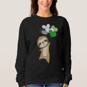 Aromantic Flag Pride Lgbtq Balloon Hearts Sloth 1 Sweatshirt