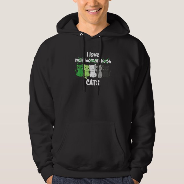 Aromantic Flag Pride LGBTQ Cats cute Aromantic Cat Hoodie (Front)