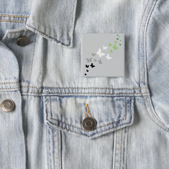 Aromantic Pride Butterfly Trail  2 Inch Square Button (In Situ)