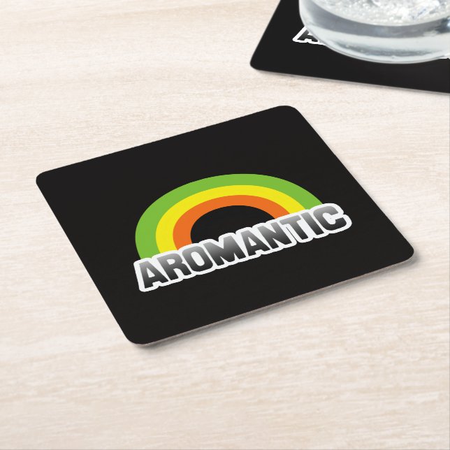 Aromantic Pride Square Paper Coaster (Angled)