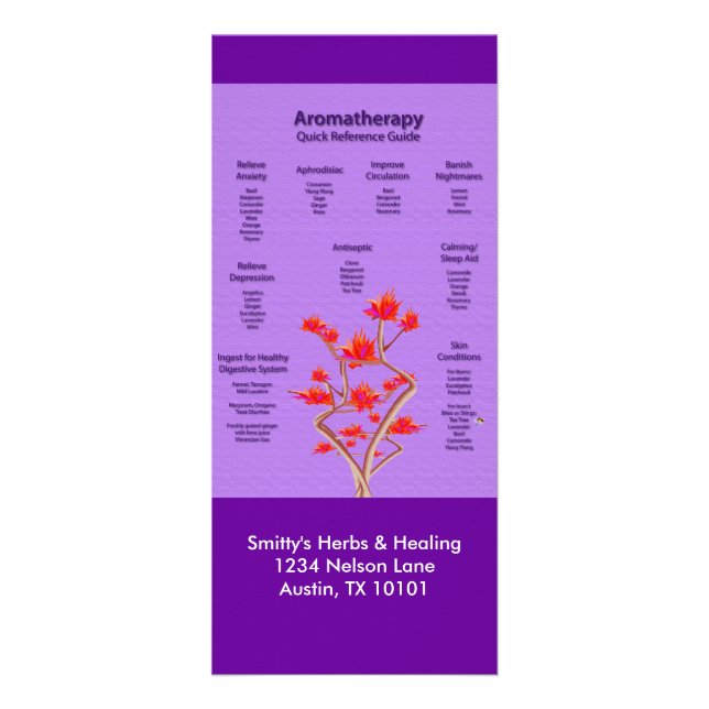 Aromatherapy Chart in Lavender Rack Card (Front)