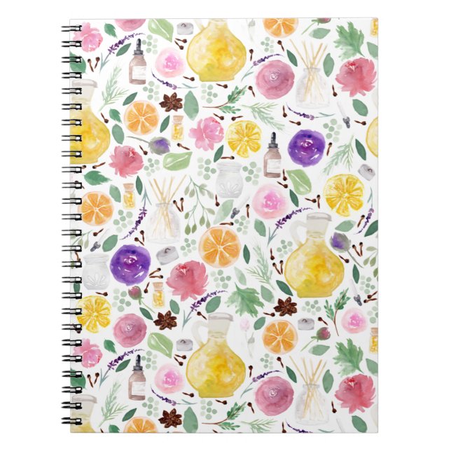Aromatherapy Pattern in Watercolor Notebook (Front)