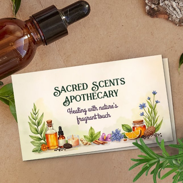 Aromatherapy Practice Watercolor Illustration Business Card (Creator Uploaded)