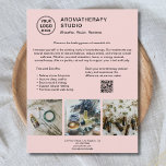 Aromatherapy Spa Logo QR Pink Promotional Business Flyer<br><div class="desc">Promote your spa, wellness centre, or holistic practice with this soothing aromatherapy flyer template. Designed to highlight essential oil treatments, relaxation benefits, and wellness services, this flyer is fully customizable with your business name, logo, services, QR code, and contact details. Perfect for massage therapists, spa owners, and wellness practitioners who...</div>