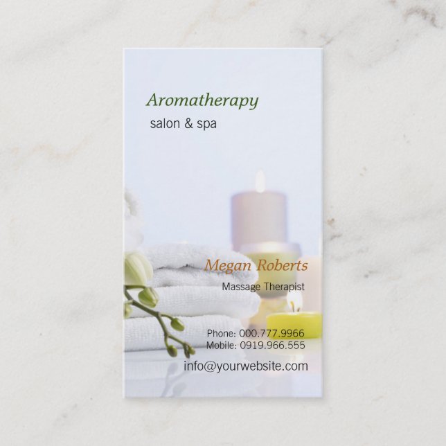 Aromatherapy Spa Skin Care Massage Salon Appointment Card (Front)