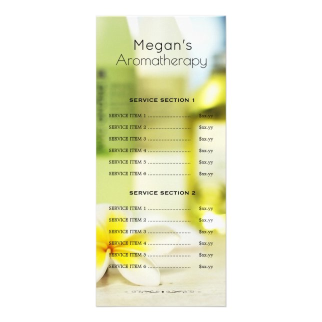 Aromatherapy Spa Skin Care Massage Salon Menu (Front)