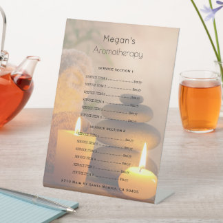 Aromatherapy Spa Skin Care Salon Price List Pedestal Sign
