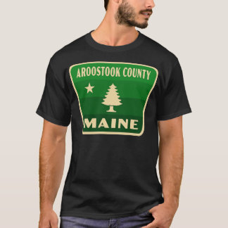 Aroostook County Maine Retro Pine Tree Badge Green T-Shirt
