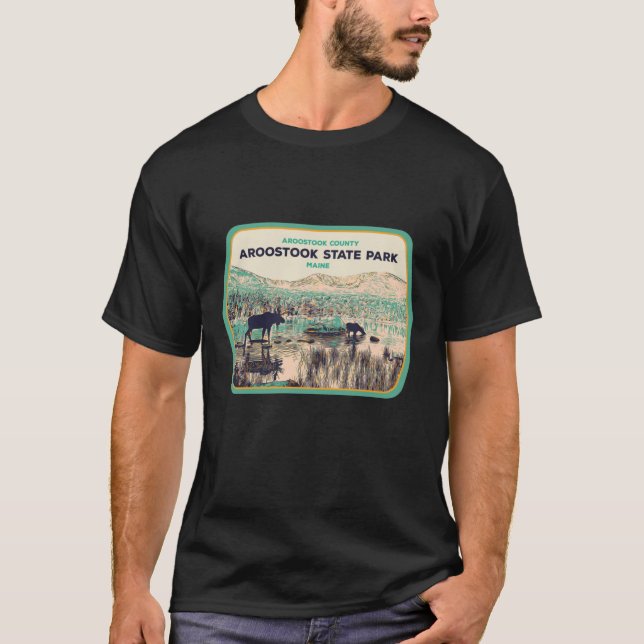 Aroostook State Park illustration Maine USA T-Shir T-Shirt (Front)