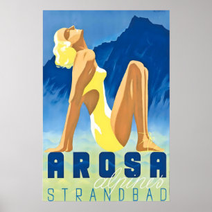 Arosa Graubünden Suisse Affiche de voyage vintage