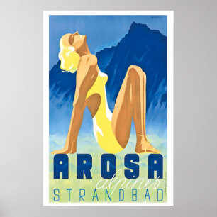 Arosa Suisse Affiche de voyage vintage - Encadré