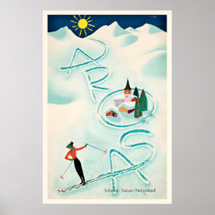Arosa Switzerland Schweiz Suisse Vintage Ski Poster